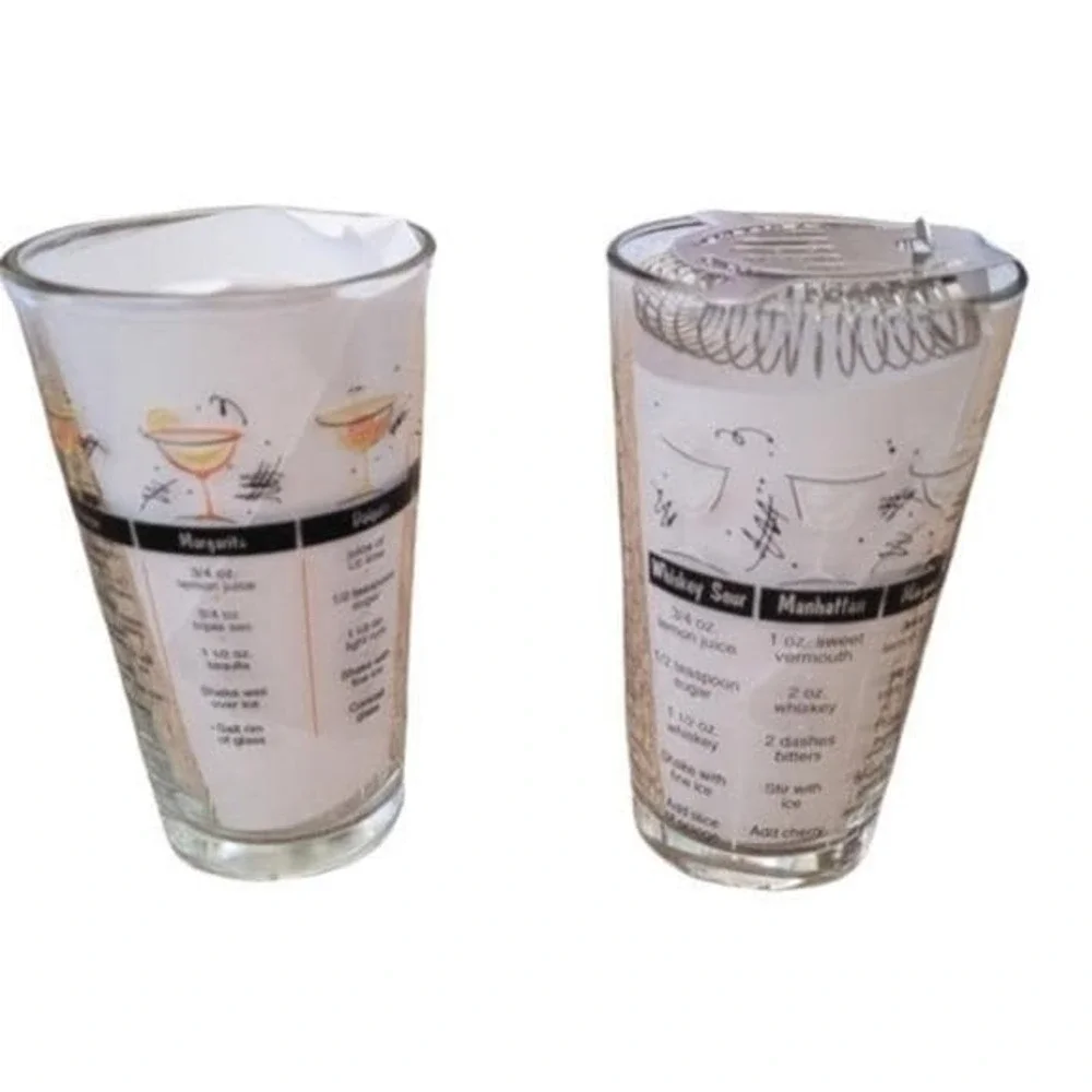 Vintage 90s Libbey Mixed Drink Cocktail‎ Recipe Pint Glasses Tumbler 3 Piece Set